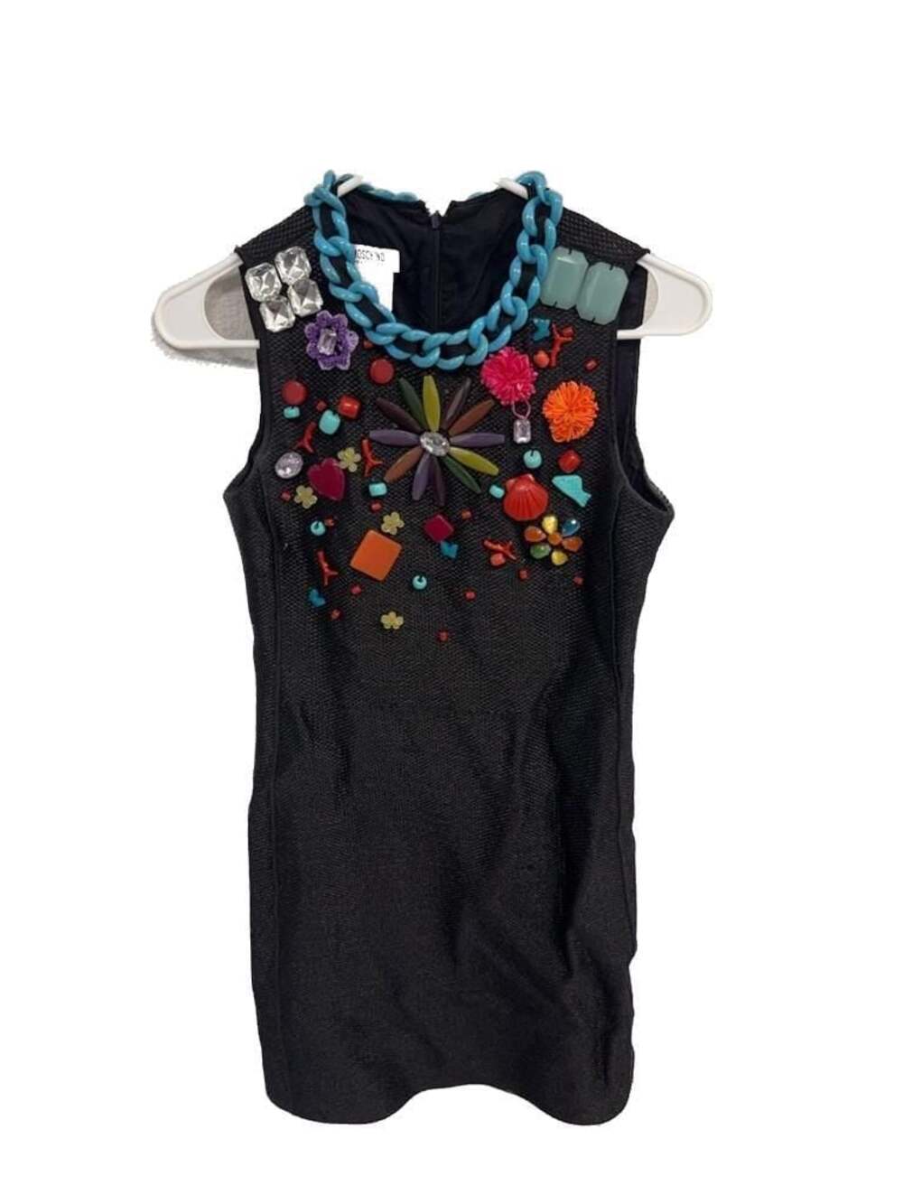 Moschino Cheap and Chic Embellished Black Sleeveless Mini Dress